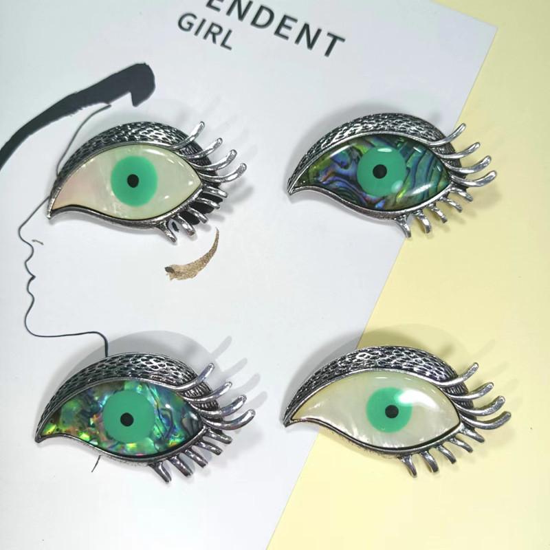 Shell Inlaid Telescope Eye Brooch Pin With Geometric Design For Unisex Fashion Accessories