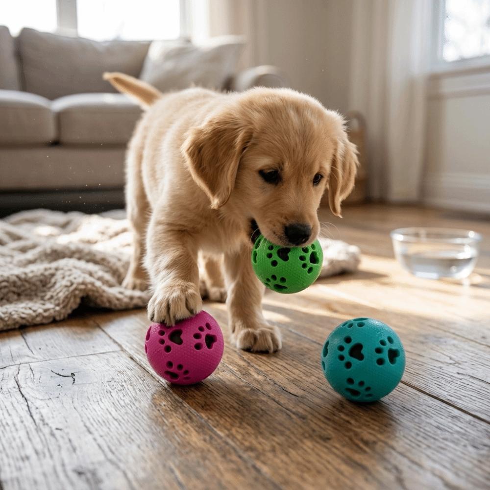Washable Treat Dispensing Ball TPR Rubber Paw Print Ball Pet Interactive Ball Interactive Play