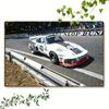 Racing Car Retro Style Metal Decorative Painting for Garage Room Decor