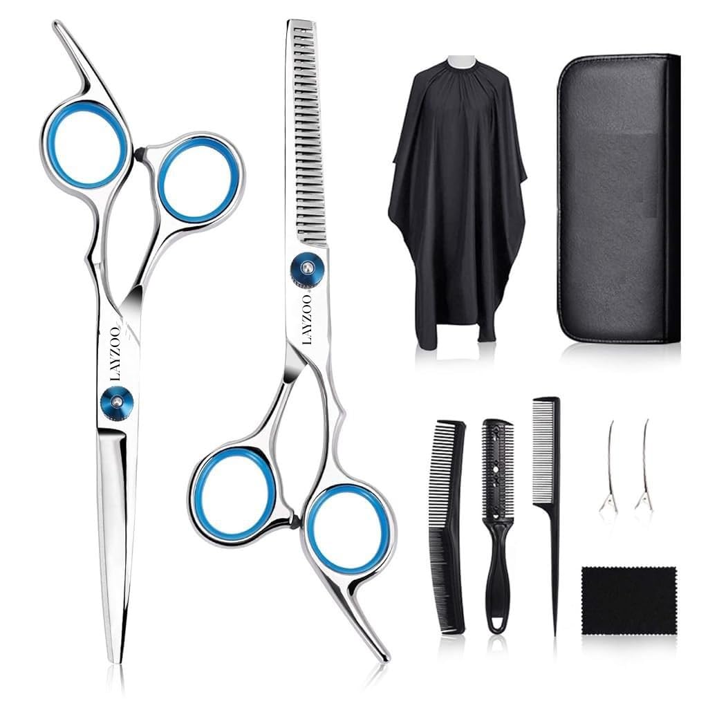Hair Cutting Scissors Shears Kits, 10 Pcs Professional Hairdressing Scissors Set, Stainless Steel Hairdressing Shears Set Professional Thinning Sci