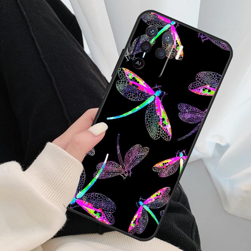 Buntes Libellen-Case für Oppo A17 A57 A77 A40 A78 A54 A74 A94 A76 A16 A96 A18 A60 A80 A38 A58 A98 A15 A5 Pro