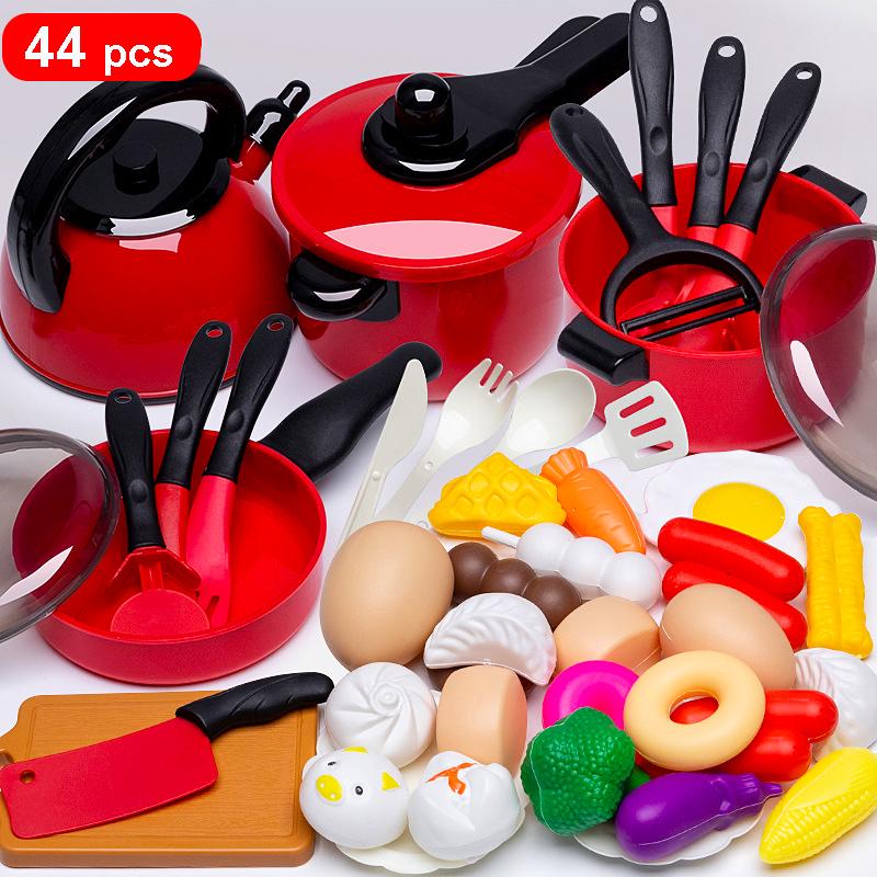 Red Kitchen Toys Kids Toys Simulation Food Cooking Girl'S Boys Educational Play House Interactive Toys For Children Pretend Play