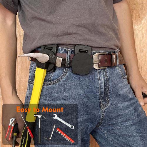 MUTUACTOR Tool Cover Belt Clip, Heavy-Duty Magnetic Tool Clip for Belts, Non-Slip Strong Magnetic Clip Tool Accessories for Hammers, Drivers, Adjustab