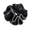 Classic Black & White Polka Dot Ruched Scrunchie - Retro French Head Tie