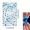Holographic Butterfly Nail Art Stickers - Blue And Purple Butterflies, Spring Theme Flowers, 3D Self-Adhesive Nail Decoration