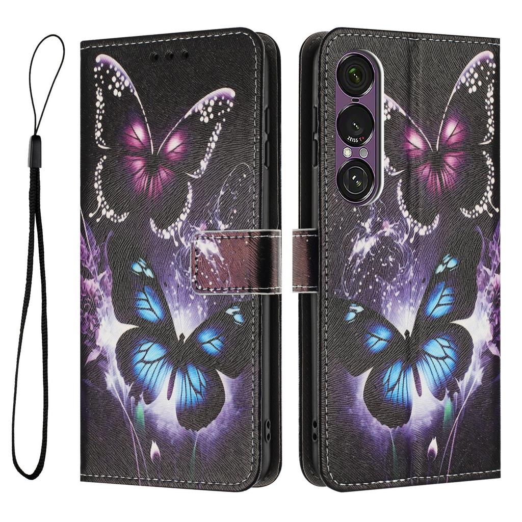 YX-2501 Wallet Case for Sony Xperia 1 VII Pattern Printing PU Leather Phone Cover with Lanyard