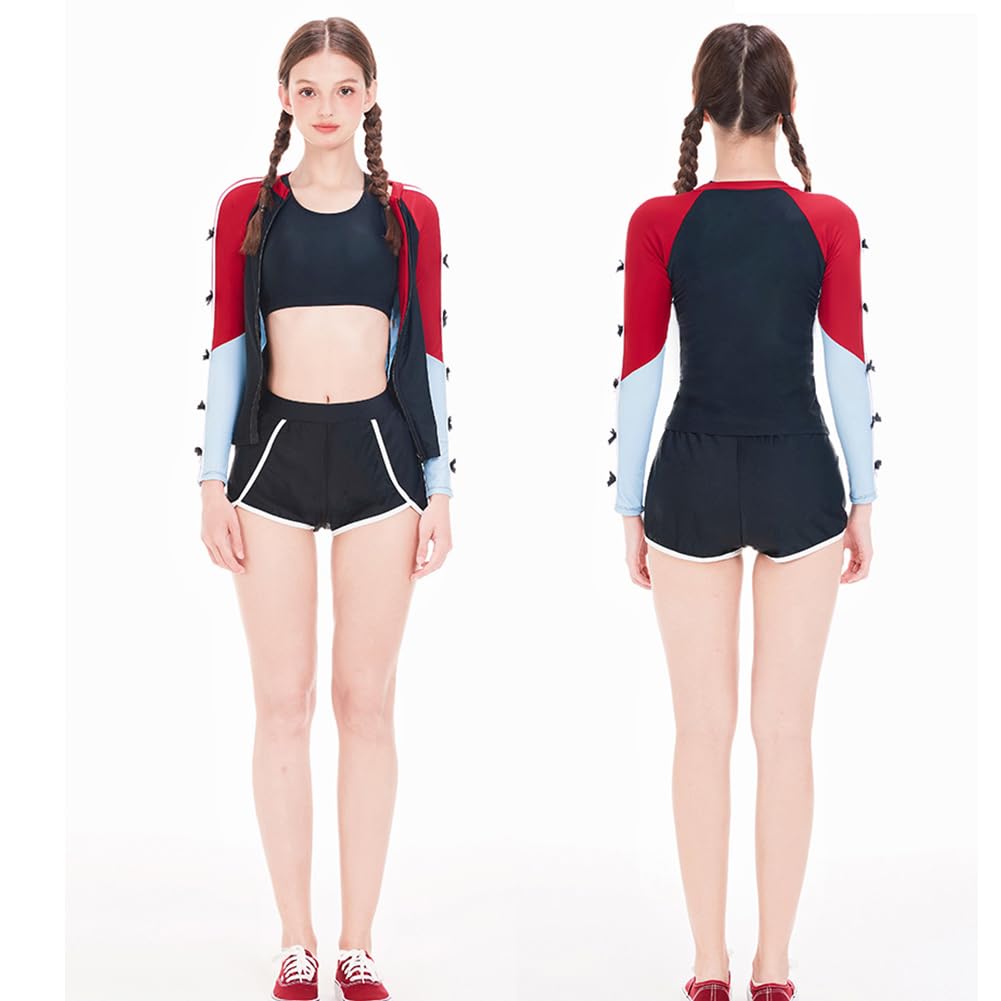 KANO SEIKA Fitness Long Sleeves with Chest Plus Sizes for Cool To the Cute Swim Tank and Perfect for the or Pool Practice Women's 5-Piece Swimsuit,