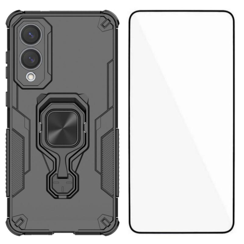 For Samsung Galaxy S25 Edge Phone Case WANLONFENG PC TPU Back Cover Kickstand with Tempered Glass