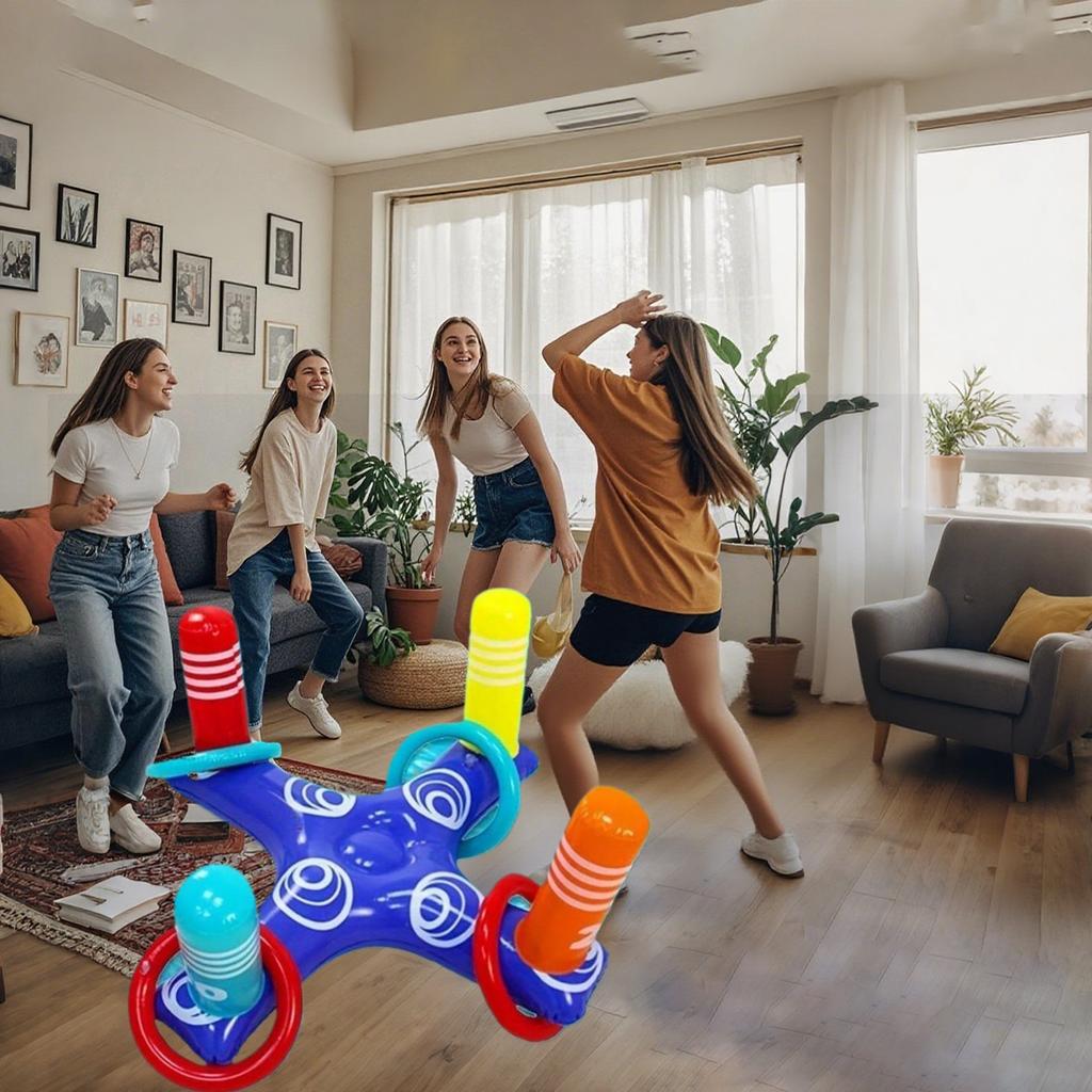 inflatable throwing ring game bean bag game board, including 8 rings and a base, Christmas gifts, suitable for courtyard