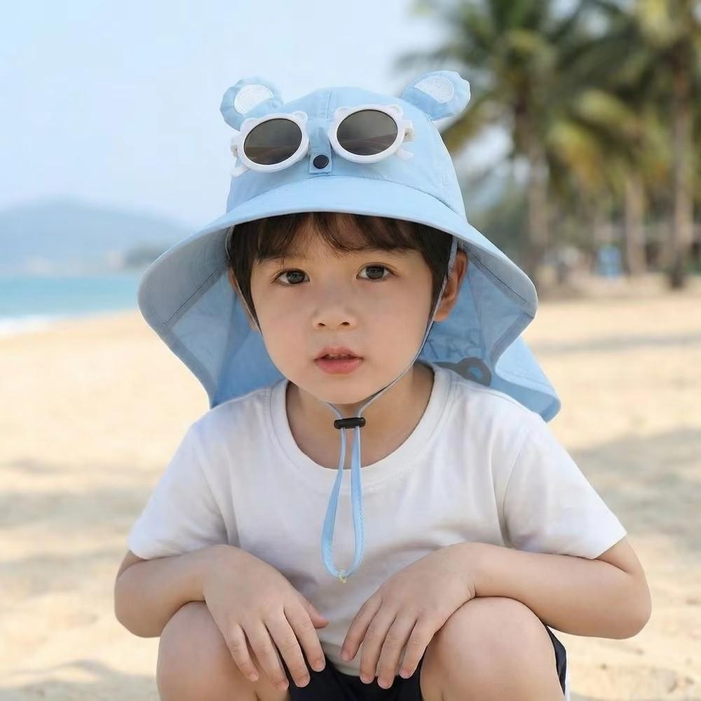 Anti-UV Sun Hat with Neck Protection Shawl Safari Cap New Bucket Hat Kids