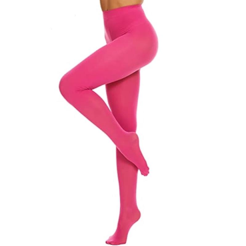 Run Resistant Solid Colored Semi Opaque Footed Tights High Waist Pantyhose Control Top Tights Halloween Cosplay Costume