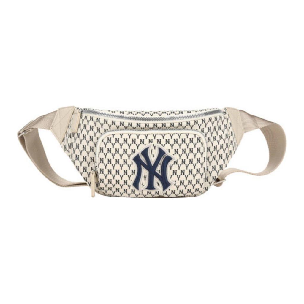 New MLB Monogram Collection Polyester Crossbody Bags Fanny Pack Regular Unisex Ivory White 3AHSM051N