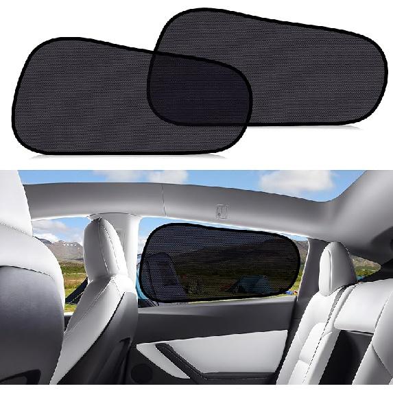 ZATOOTO Car Window Shades For Tesla Model Y - Sun Shade Semi-Transparent Rear Window, Car Window Shade For Baby With UV Protection & Privacy, Fit, Semi-transparent for rear