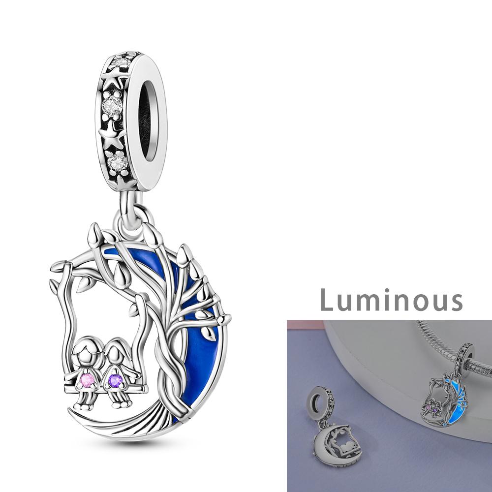 Copper Plated Swing Boy Girl Moon Cat Charm Bead Charms Bead Charms Bracelets Compatible With Bangle Charm Pendent Dangle Do It Yourself Fine Jeweller