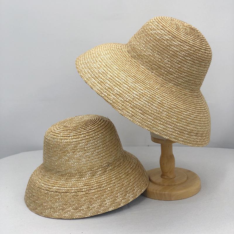 Summer Large-Brimmed Straw Hat Female Retro Dome Straw Big Head Circumference Seaside Beach Sun Hat UV Protection