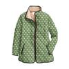 Women's Floral Print Stand Up Collar Pleated Cotton Long Sleeved Button Cotton Jacket