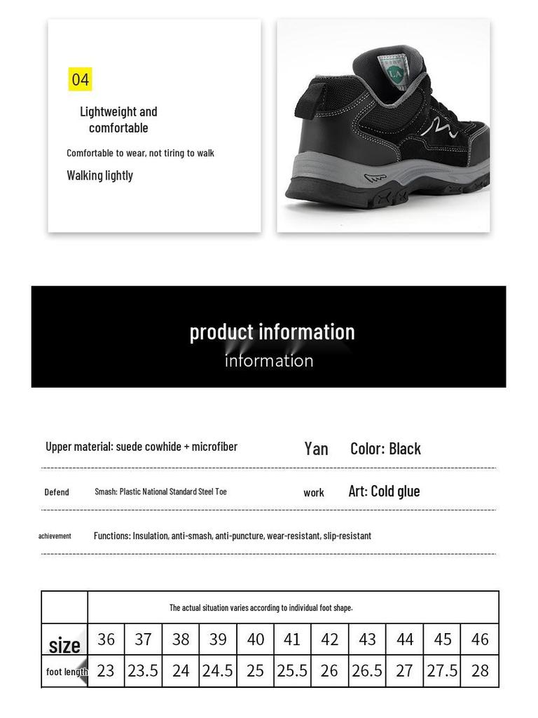 Herren Leichte Sicherheitsarbeitsschuhe, Vier Jahreszeiten, Anti-Smash, Durchtrittsicher, Zehenkappe aus Kunststoffstahl, Zwischensohle aus Kevlar.