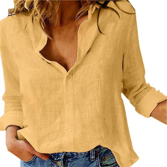 Women Shirt Solid Color Single-breasted Spring Summer Elegant Loose-fitting Shirt for Daily Wear