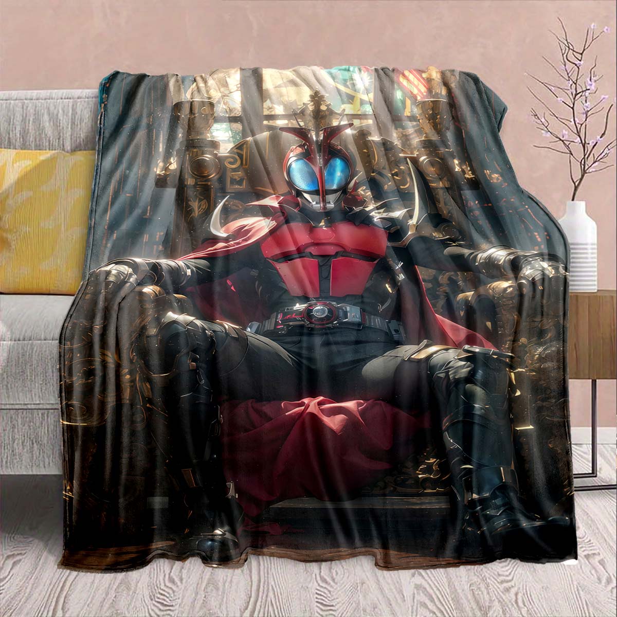 

Kamen Rider Anime Flannel Blanket – Soft, Warm, Perfect for Sofas, Bedding, Camping, Travel, Office, and Home Decor – QJY 75x90cm