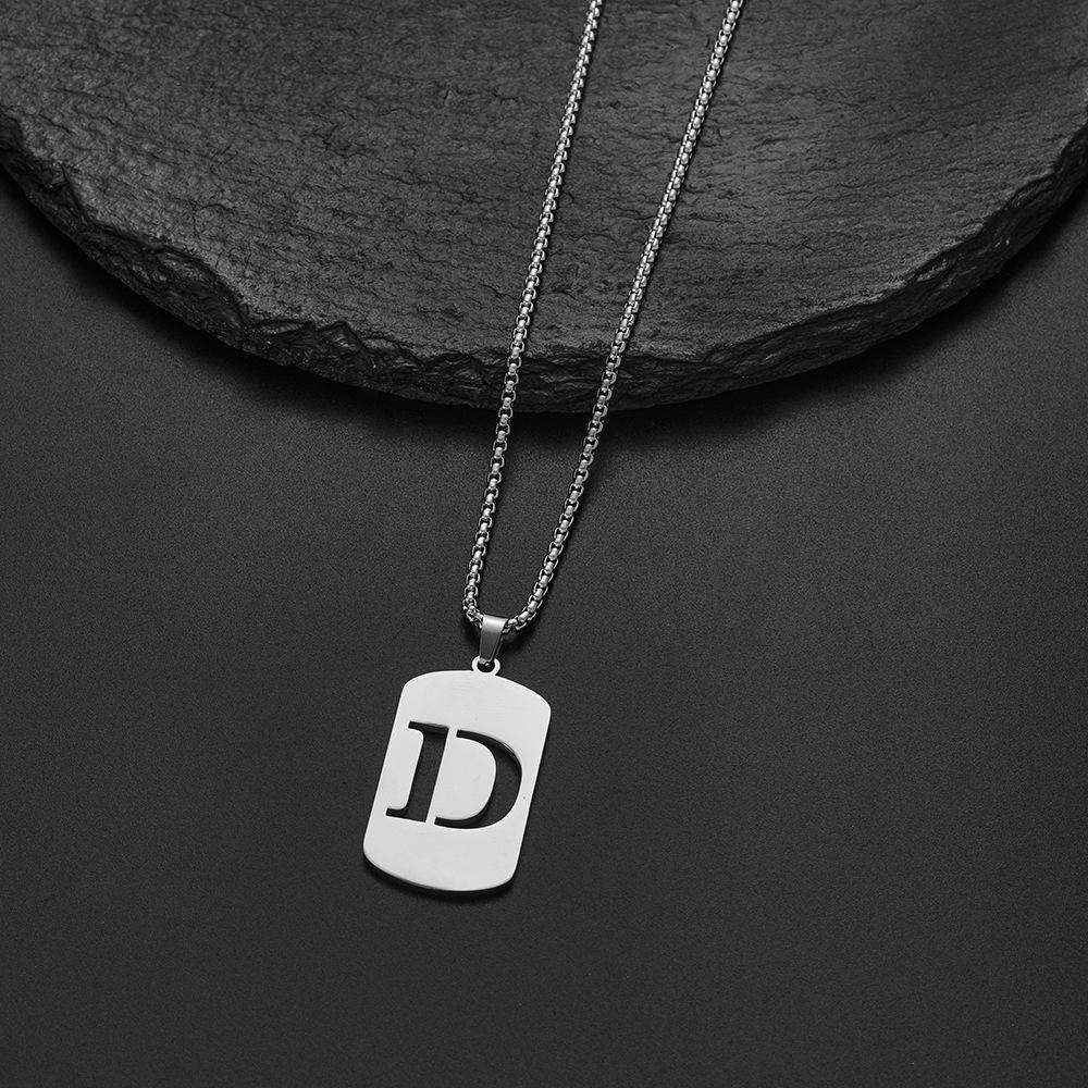 Unisex Stainless Steel English Alphabet Necklace - Niche Design, Simple, Versatile Long Chain for Hoodies