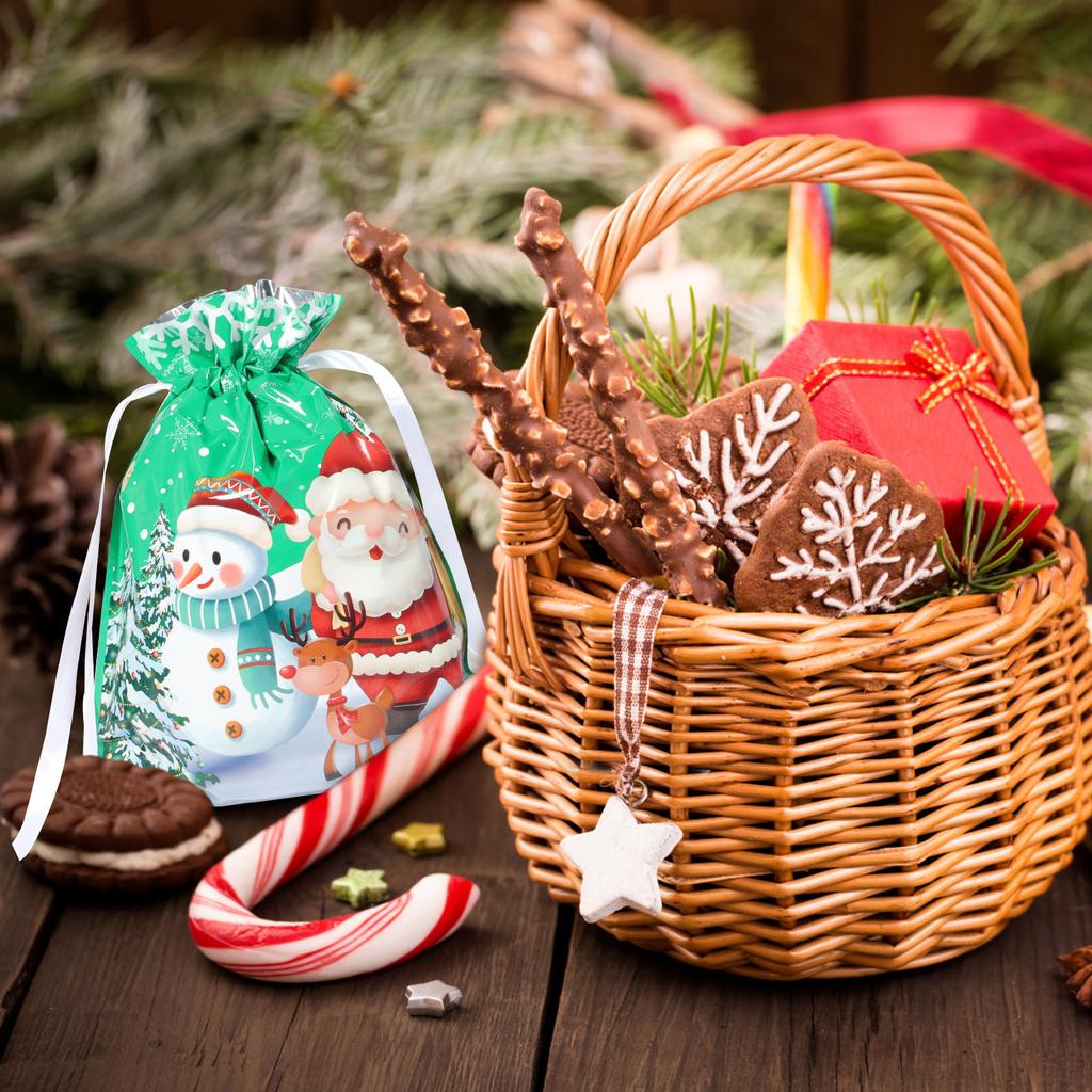 10pcs Christmas Gift Bags C Y Storage Treat Pouches Drawstring Party Favor Festival Present Containers Safe Materials Easy