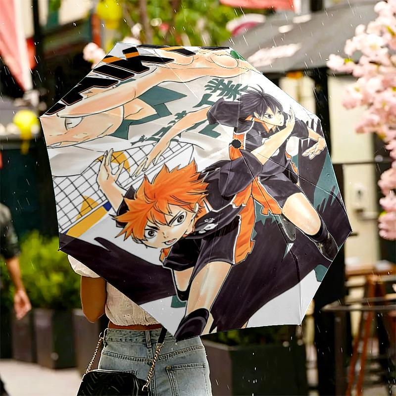 Haikyu Print Umbrella Automatic Opening/ Closing - Portable Foldable Design - Daily use for Travel/Outdoor - Gift for Birthday