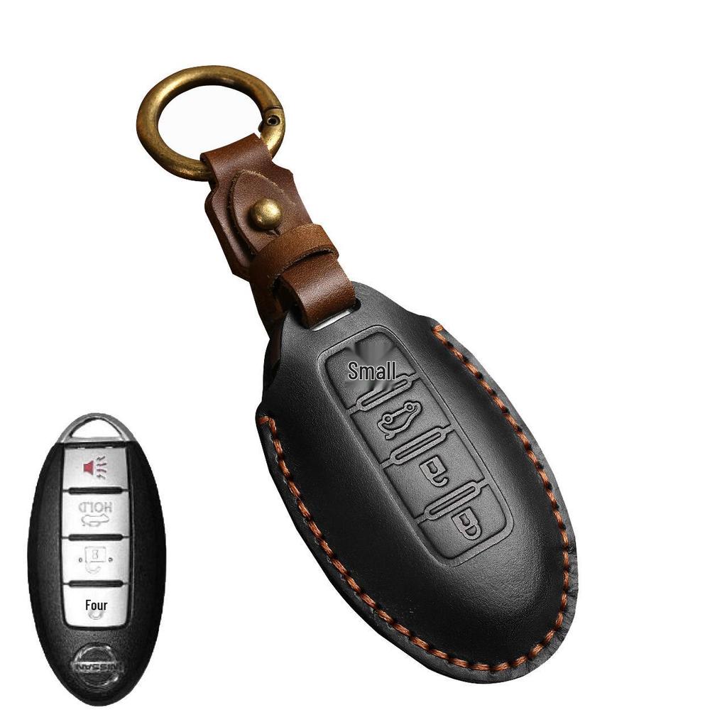 Genuine Leather Key Case for Nissan X-Trail, Teana, Tiida, Sylphy, Qashqai, and Murano