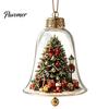 Christmas Gift for Family Friends 3D Bell Ornament, Winter Scene Clear Decoration with Santa Snowman Reindeer Decorative Spheres Angel Tree