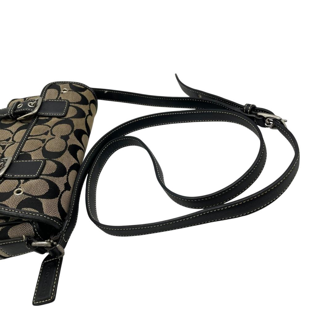 Used COACHShoulder Bag black/beige canvas/leather Women