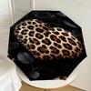 1pc Leopard Print Heart Automatic Open/Close Umbrella Compact Folding Umbrella with 8-Rib Shaft for Women/Men, Elegant Birthday1138S