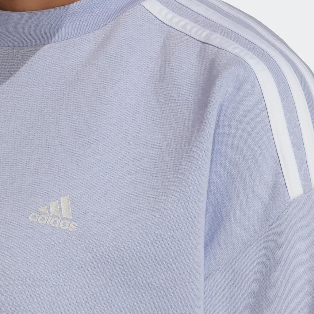 Adidas Crop Crew Neck Long Sleeve Sweatshirt Women Tops Light-Purple HF4154