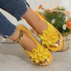 Women's Plus Size Flower Thong Flip-Flops - Unisex Summer Couple's Flat Sandals