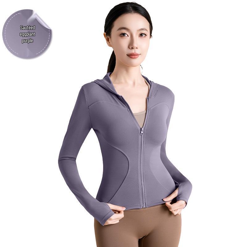 Hochelastischer Slim Kapuzen-Yoga-Cardigan - Winddichte Fitnessjacke zum Laufen, Radfahren und Yoga