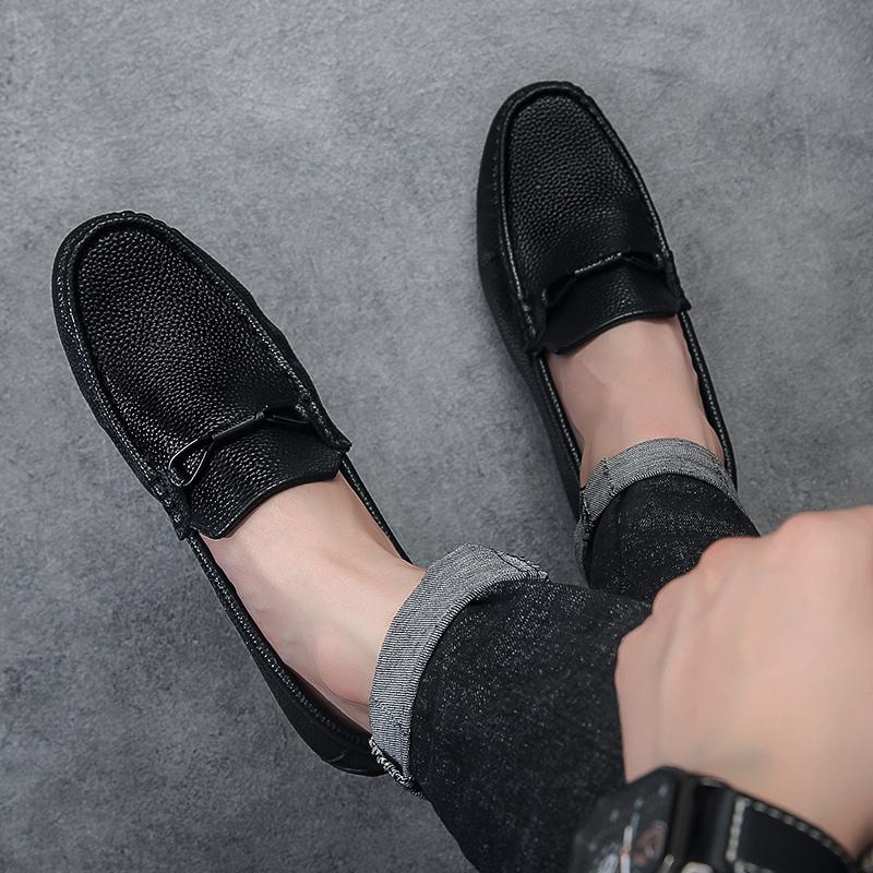 Hot Sale Black Leather Loafers Men Slip-on Casual Shoes Breathable Soft Mocassin Man Comfortable Social Shoe Male Driving Flats