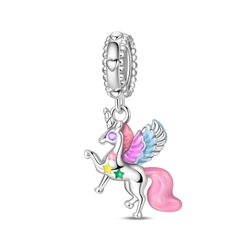 Copper Plated Magic Mirror Princess Angel Pink Charm Beads Suitable Fit Panoriginal Bracelet Exquisite Diy Jewelry
