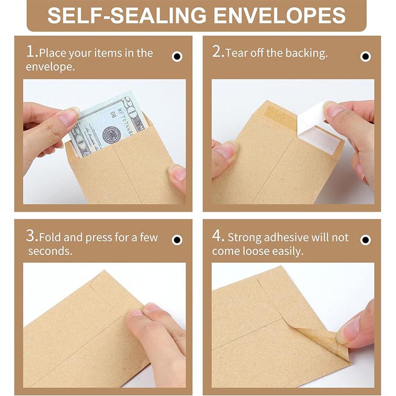 20pcs Brown Kraft Paper Envelopes Bulk Self Sealing Gummed Flap Cash Envelopes Letters Mailing Office Business Invitations Cards