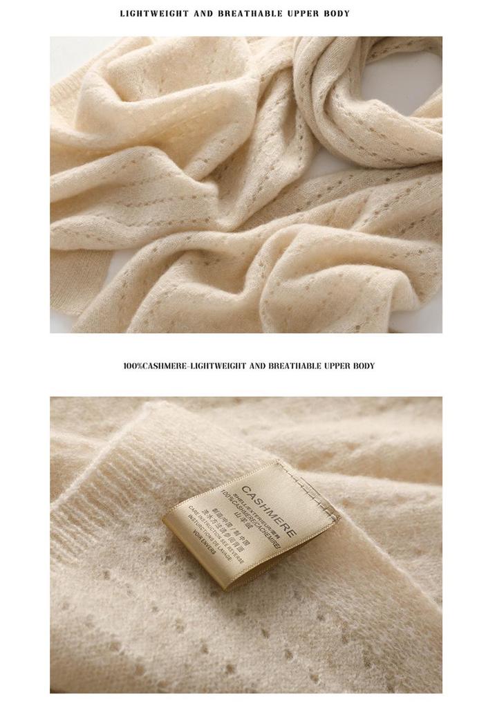 Women's 100% Pure Cashmere Hollow Knit Scarf - New Autumn/Winter Style, Warm & High-End Feel