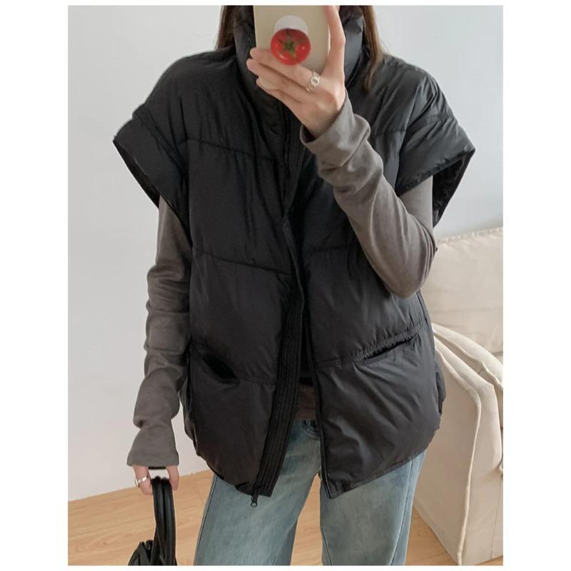 Female Vest Autumn Winter Sleeveless Jacket Coat Loose Short Stand-up Collar Down Vest Women Waistcoat Outerwear
