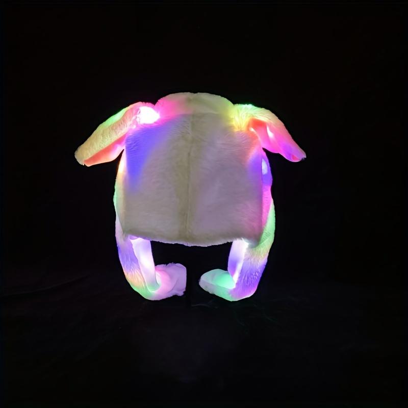 1 x Plush LED Illuminated Rabbit Ears Hat Cute Illuminated Adult Plush Hand Pinch Hat Activity Ears With Earmuffs Hat Gift Party