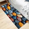 Colorful Pebble Pattern Runner Rug 3D Visual Illusion Carpet Stone Print Non-Slip Mat for Bedroom Living Room Hallway Home Decor