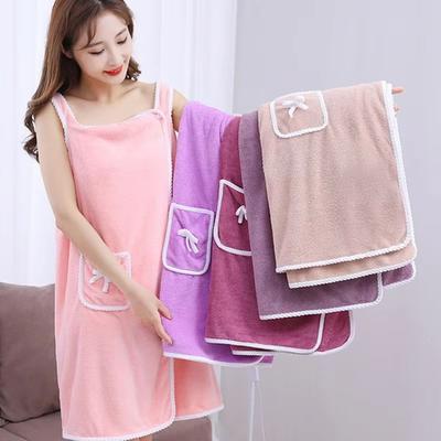 Cute Coral Fleece Bath Skirt Soft and Absorbent Adjustable Shower Skirt Fast Drying Bath Robe Shower