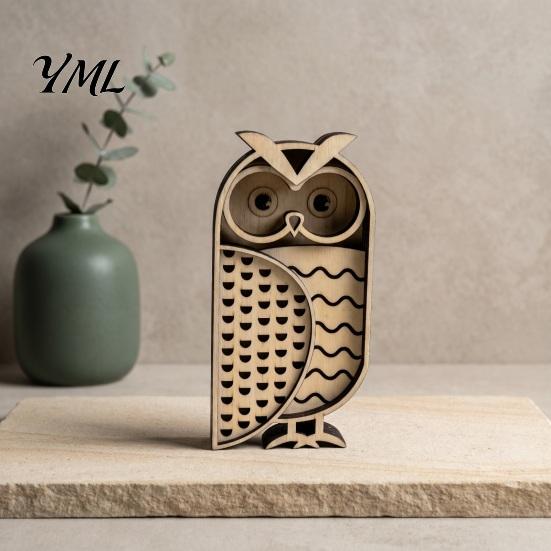 Artistic Owl Ornaments for Entrance Multi Layer Wooden Figurine, 3D Layered Crafts, Creative Wood Decorative Animal Statues Carving Home Bedroom