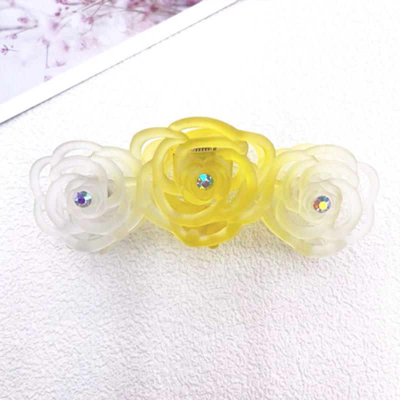Korean Translucent Rose Hollow Claw Hair Clip - Versatile Solid Color Shark Clip Accessory