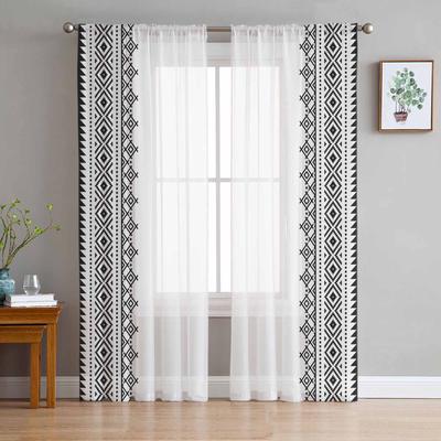 Vintage Bauernhaus Bohemian Texture Sheer Vorhänge Moderne Gaze Vorhang für Wohnzimmer Schlafzimmer Voile Garn Vorhänge