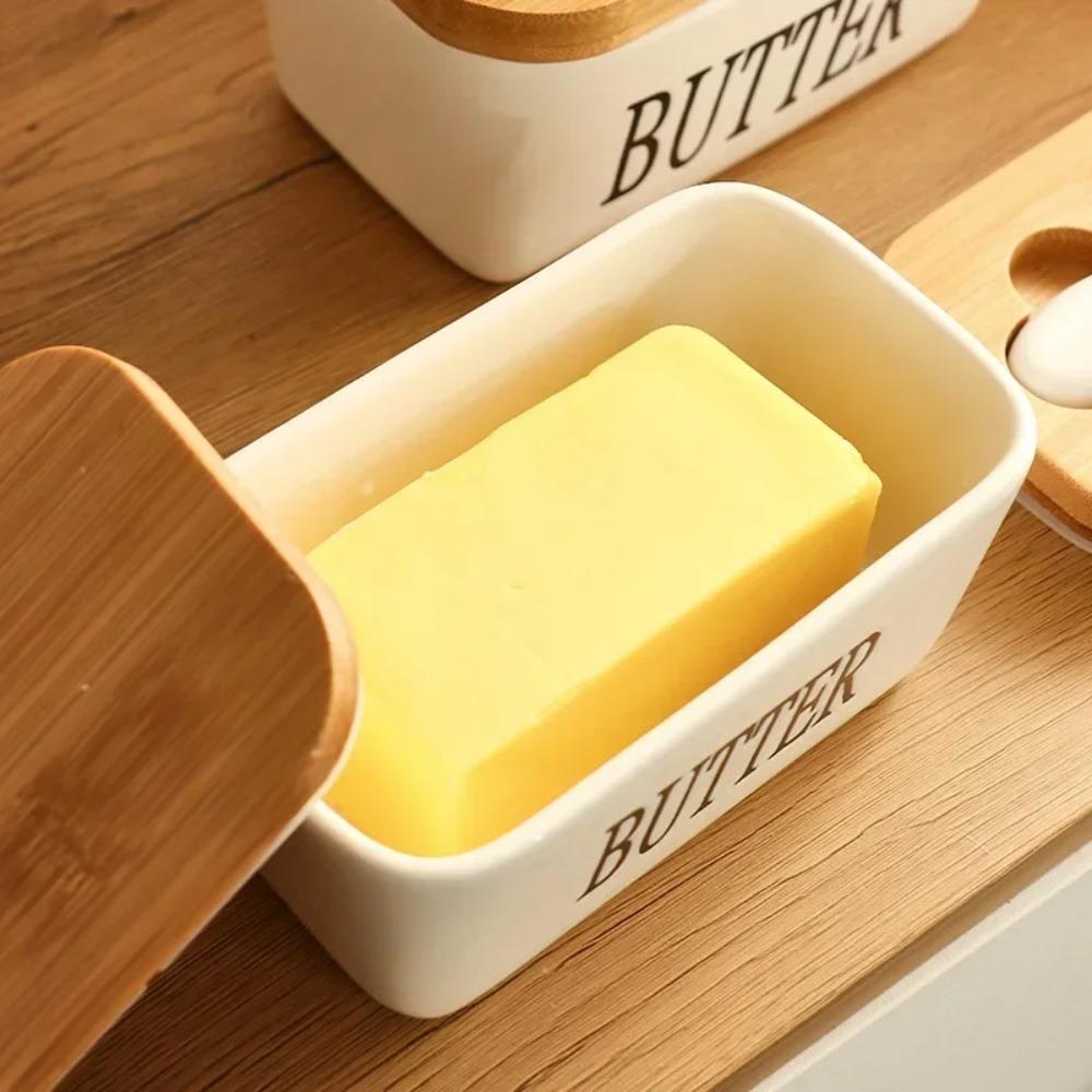 Butter Dish with Lid Butter Holder with Knife for Countertop Large Ceramic Butter Container for Fridge Butter Keeper