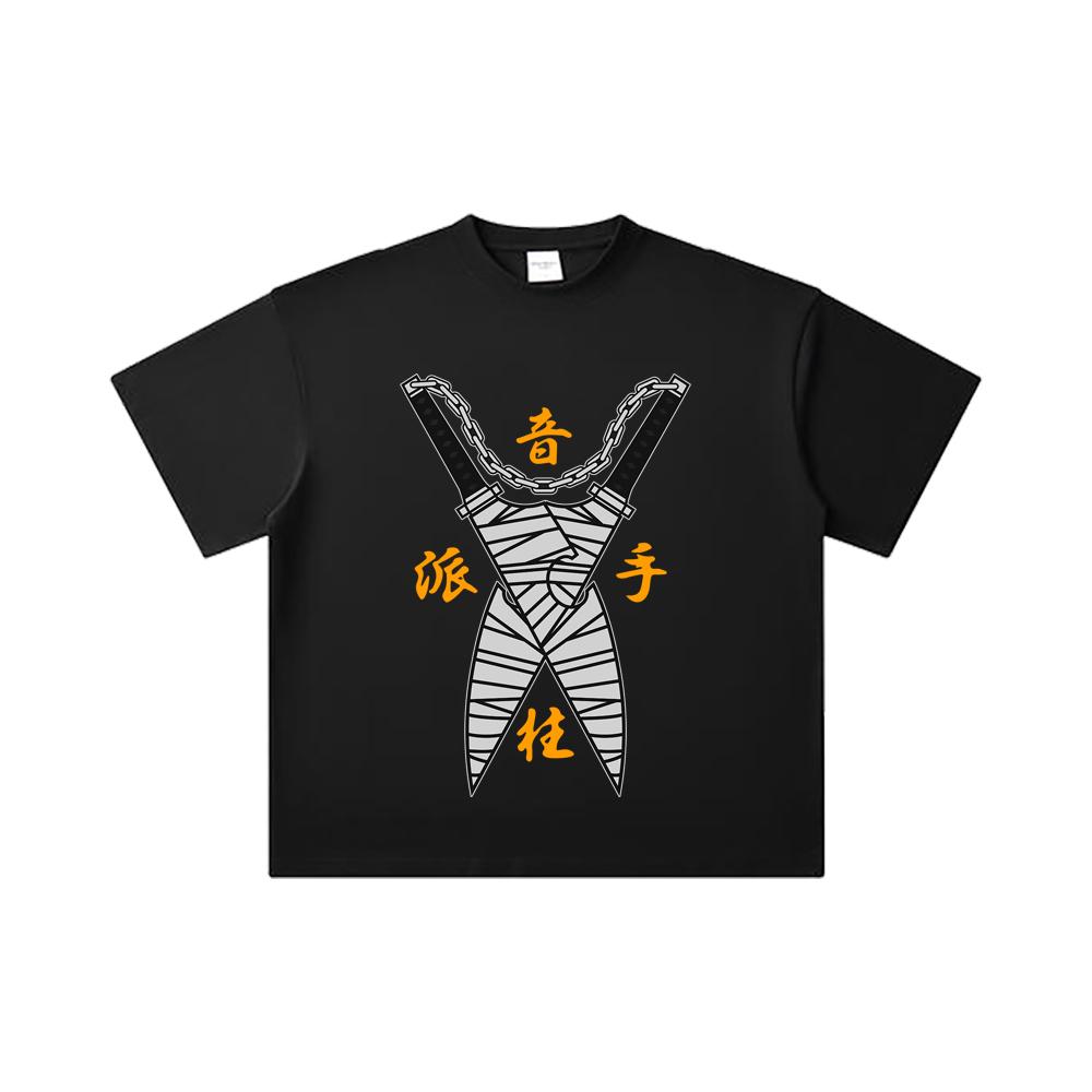 260 GSM Double Yarn 32 Count 100% Cotton Demon Slayer V65 Uzui Print Unisex Heavy Cotton T Shirt