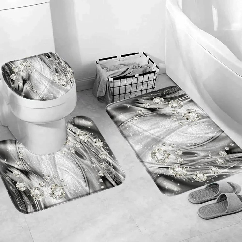 Elegant Bouquet Of Fantastic White Flowers 3D Style Shower Curtain Bathroom Curtain With Bath Rug Carpet Set Floral Home Decor