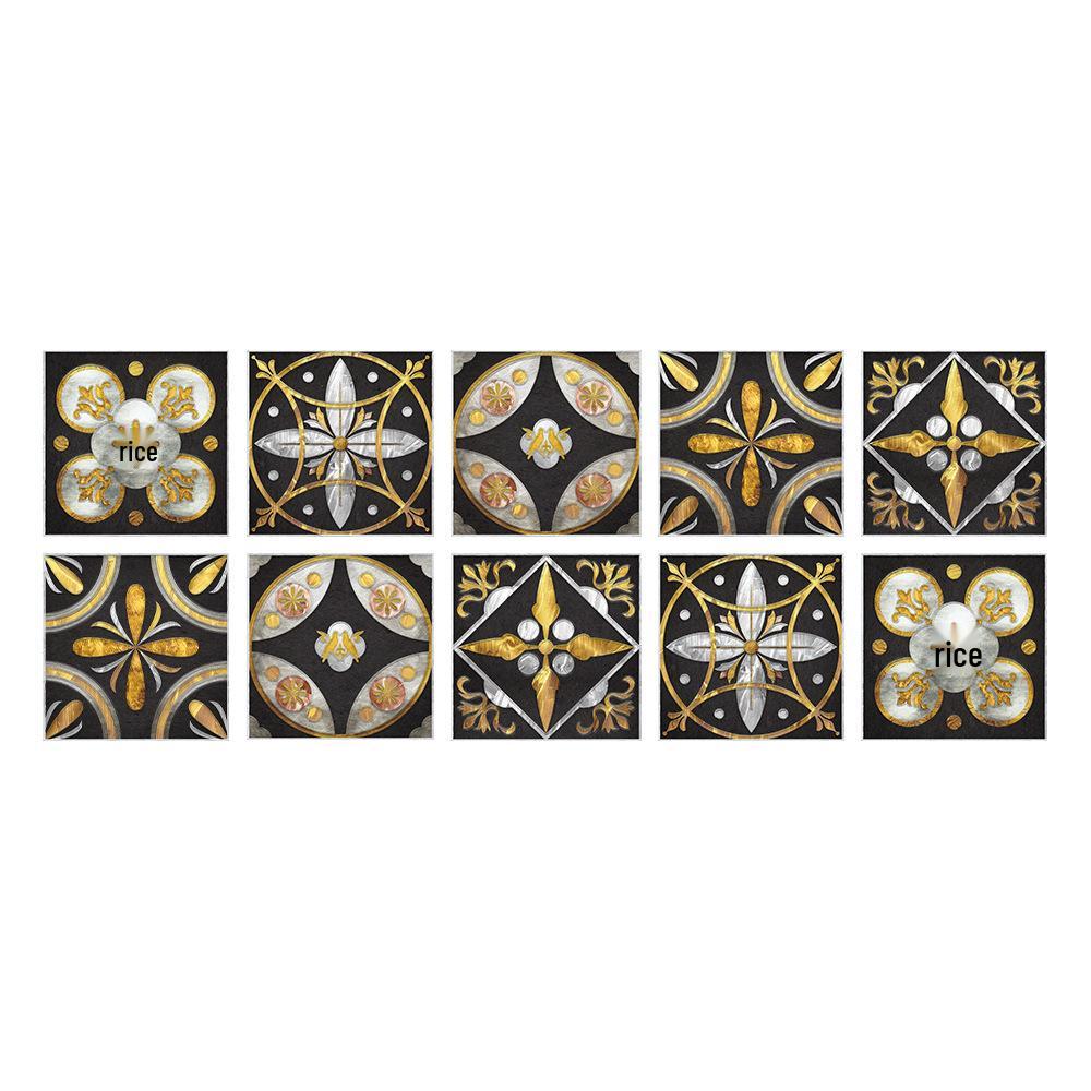 10-Pack European Style Floral Tile Wall Stickers for Living Room and Bathroom - Self-Adhesive PVC Crystal Film