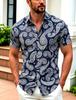 Men's Paisley Printed Short Sleeved Shirt, Suitable For Summer Wear, Casual Activities, And Versatile Retro Bohemian Style