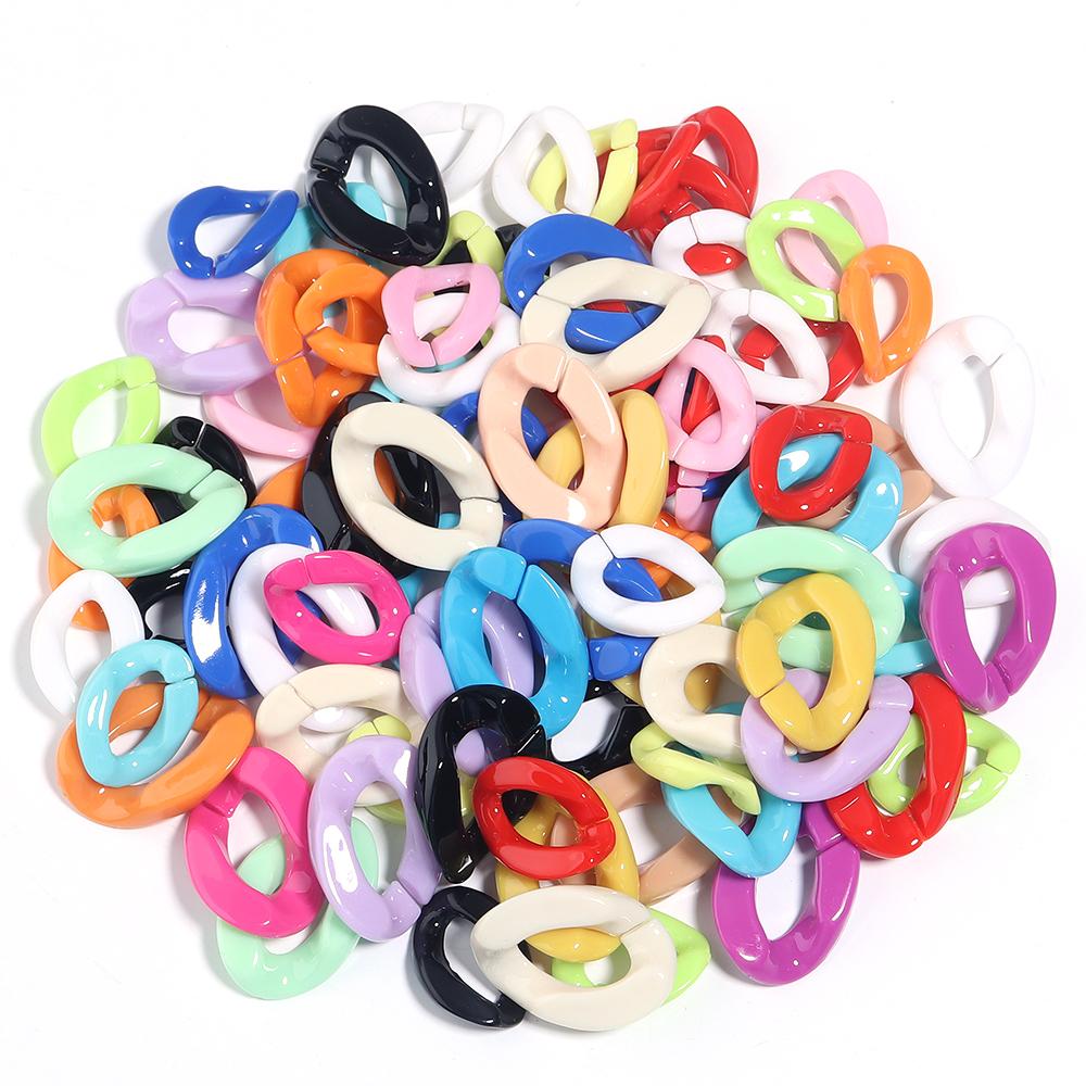 20Pcs/lot Acrylic Twisted Buckle Chain Color Assembled Loose Rings for DIY Bag Chain Glasses Phone Chain Connector Accessories